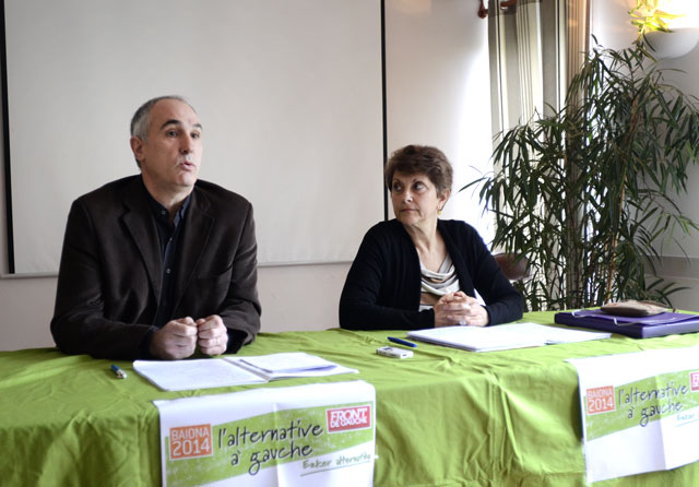 Jean-Claude Iriart et Martine Mailfert ont présenté à Bayonne "l'alternative à gauche", composée de Baiona 2014 et du Front de gauche