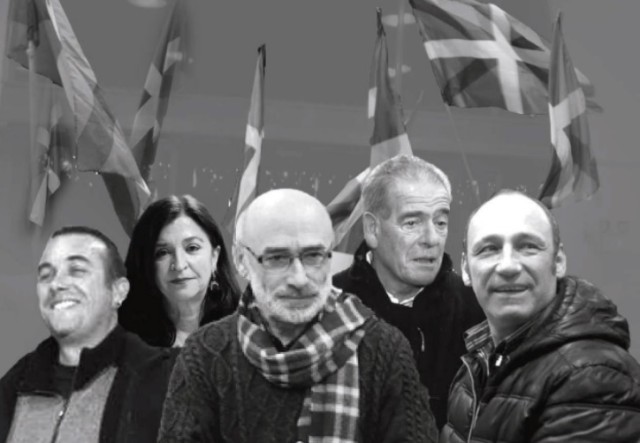 Les faiseurs de paix (bakegileak) : S. Etchégaray, B. Molle, M. Berhocoirigoin, M. Bergouignan, Txetx Etcheverry 