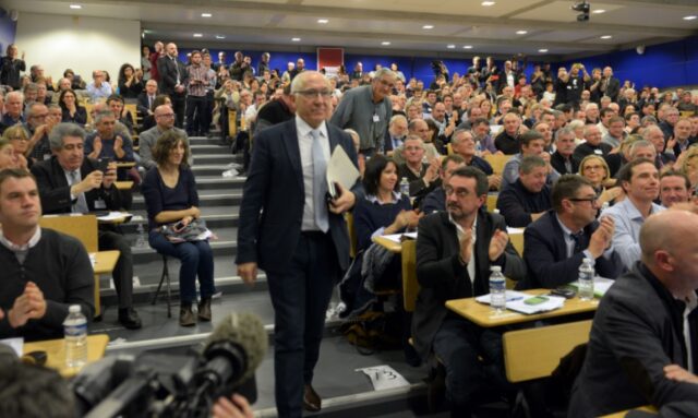 Jean-René Etchegaray vient d’être élu président de la CAPB le 23 janvier 2017 à Bayonne. Photo : Kepa Etchandy