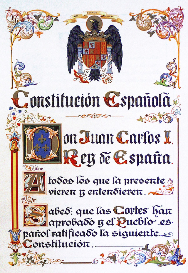 Espainiako 1978ko konstituzioaren alearen hastapena.