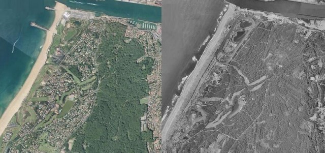 Vue aérienne d'Anglet : évolution en 50 ans