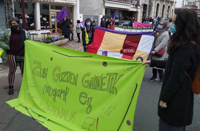 Le 6 mars lors de la clôture de la Marche Mondiale des Femmes à Hendaye.