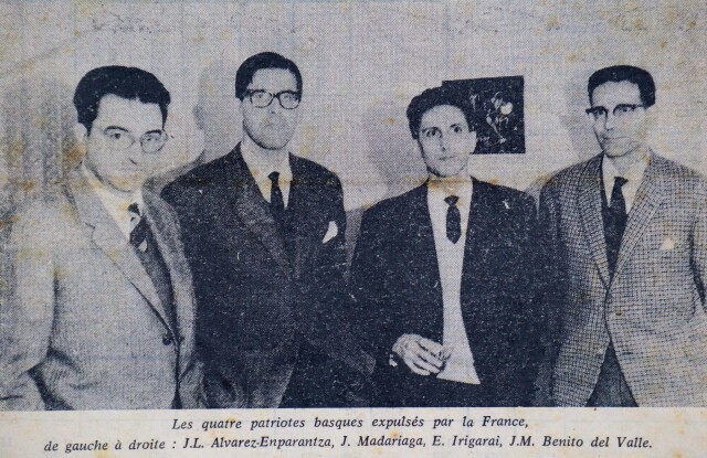 Les quatre fondateurs d’ETA, de gauche à droite, Txillardegi, Iulen Madariaga, Eneko Irigarai et J. M. Benito del Valle.
