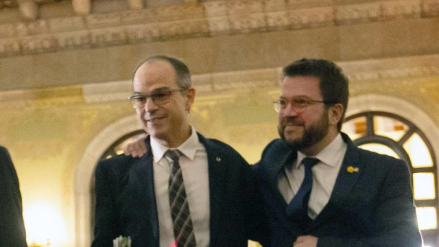 Avant leur rupture, Pere Aragonés, président de la Generalitat et Jordi Turull, leader de Junts.