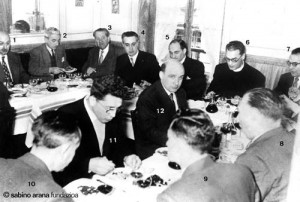 1948 - Euzkadiko Jaurlaritzaren Pariseko Ordezkaritzan lan egiten zutenak: Justo "Neguri" (kazetaria), Agustin Alberro, Manuel Irujo, Jesus Maria Leizaola, Jose Antonio Agirre Lekube, Alberto Onaindia "aita Olaso", Lasa doktorea, Balbino Barriola, Jose Maria Arregi Altuna, Jesus Insausti "Uzturre", Faustino Pastor "Basurde" eta Andrés Prieto Arana