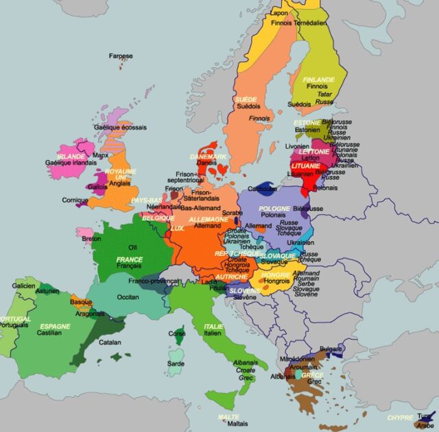 Carte des langues d'Europe