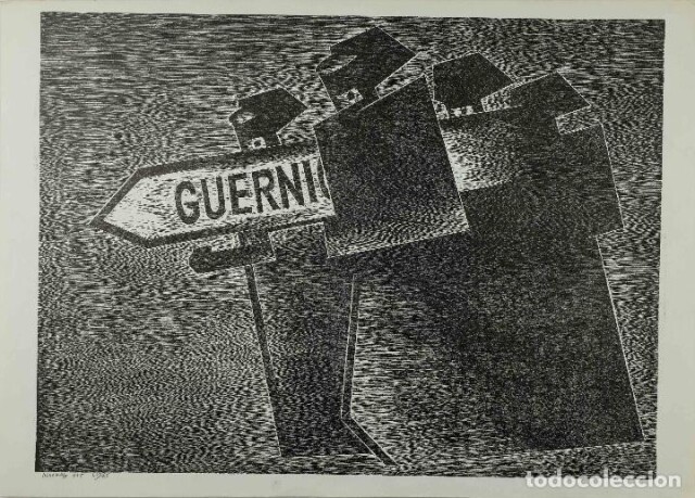 Gravure du sculpteur et peintre Agustin Ibarrola (1976)