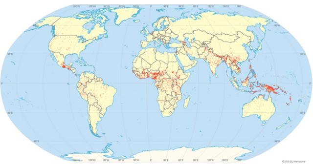 Carte des langues du monde.