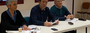 Hélène Marty Chaléon, adjointe à la Transition Ecologique,Bruno Carrere, maire d’Uztaritze, Eric Mailharrancin, adjoint à la Participation Citoyenne.